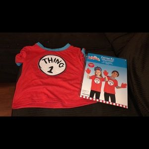 Dr. Seuss costume kit, 2 removable patches and gloves and one shirt. Thing 1&2.